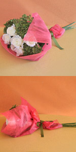 光触媒ホワイトローズとあじさいの花束